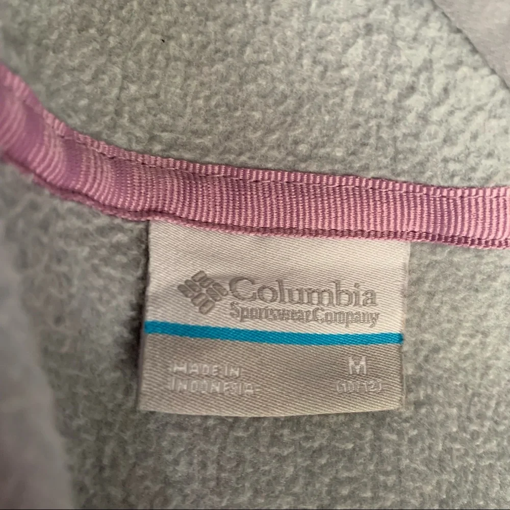 Columbia Size Medium Girls Pink Gray Full Zip Side Pockets Hoodie Fleece Jacket - Picture 3 of 4